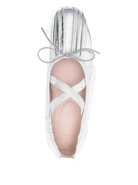 Simone Rocha cross-strap bow ballet flats - Silver