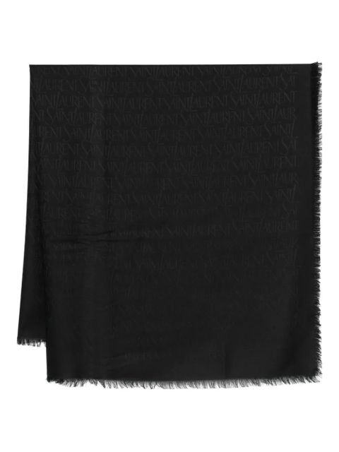 Saint Laurent fringed logo scarf - Black - zdjęcie produktu nr 1