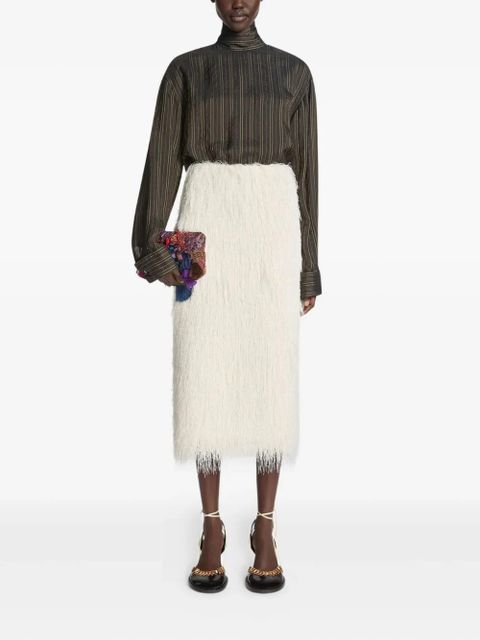 DRIES VAN NOTEN fringed skirt - White - zdjęcie produktu nr 2