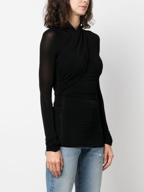 Saint Laurent semi-sheer roll-neck T-shirt - Black
