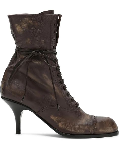 Miu Miu 75mm leather boots - Brown - zdjęcie produktu nr 1