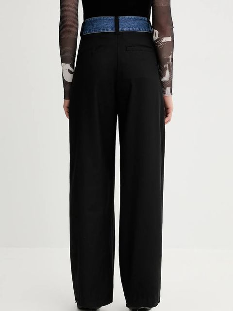 Desigual spodnie z domieszką wełny DENIMWAIST kolor czarny 25WWPW03