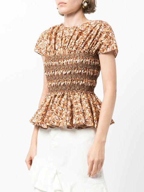 Acler Kylie ruched peplum top - Brown