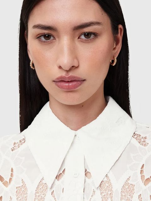 AllSaints koszula CHARLI damska kolor biały relaxed z kołnierzykiem klasycznym W098PC