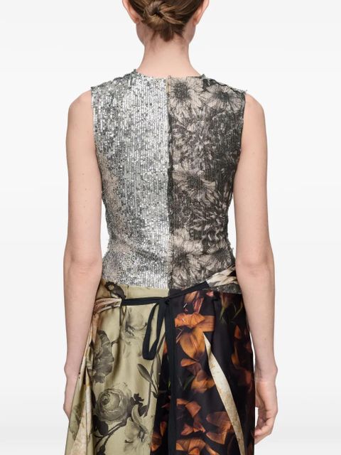 Maison Margiela sequin floral top - Grey