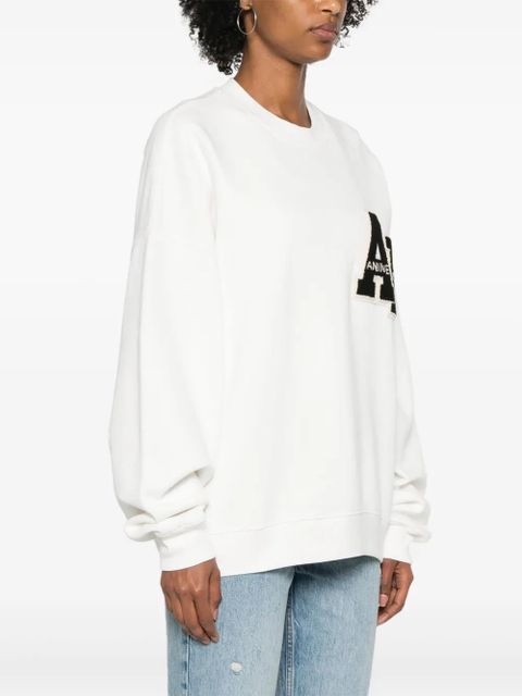 ANINE BING Miles logo-patch cotton sweatshirt - White - zdjęcie produktu nr 2