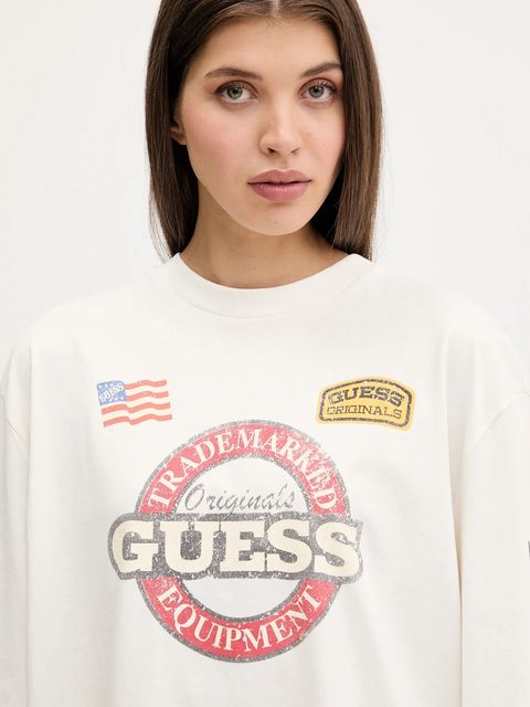 Guess Originals longsleeve bawełniany kolor beżowy M5YI56 K8FQ4