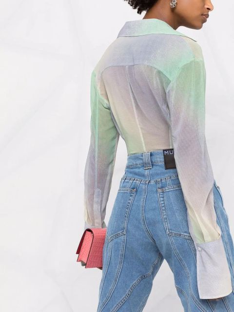 The Attico gradient mesh button-up shirt - Green