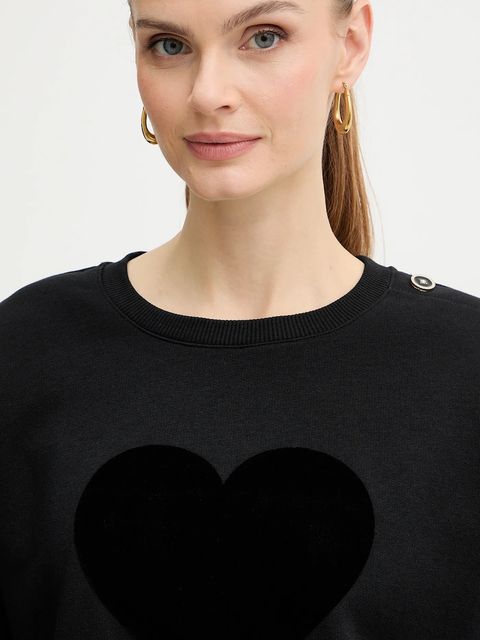 Morgan bluza damska kolor czarny z aplikacją TDELOU