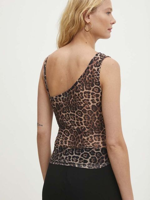 Answear.LAB bluzka damska kolor beżowy wzorzysta