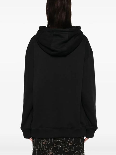 Marine Serre Moon-embroidered organic cotton hoodie - Black - zdjęcie produktu nr 2