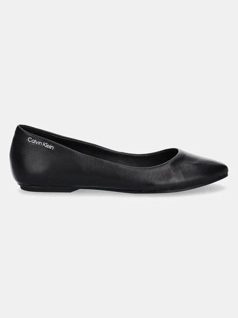 Calvin Klein baleriny skórzane FLAT MARY JANE - LTH kolor czarny HW0HW02341