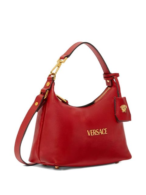 Versace Tag logo-plaque leather shoulder bag - Red