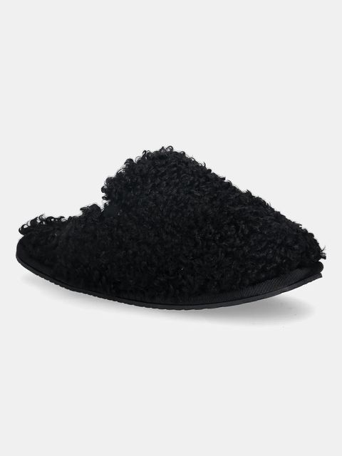 Calvin Klein kapcie CLOSE SLIPPER FUR kolor czarny YW0YW01975