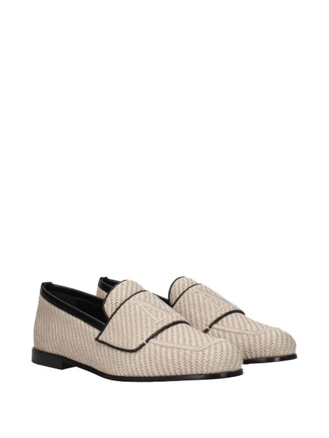 Max Mara woven leather-trim loafers - Neutrals - zdjęcie produktu nr 2
