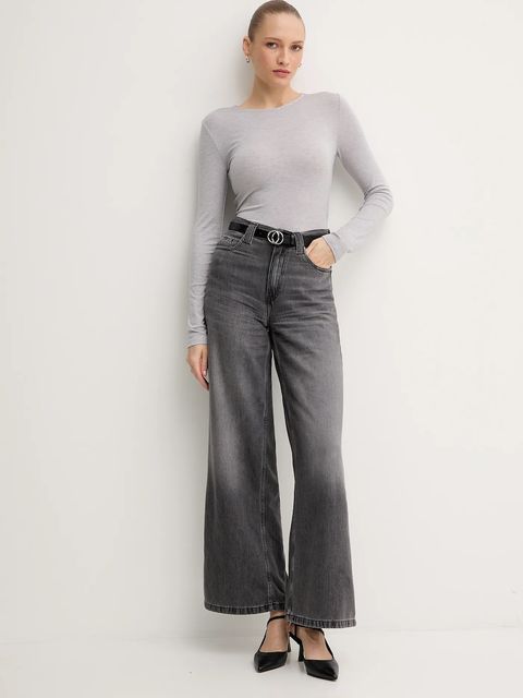 Mos Mosh longsleeve z domieszką wełny PETRI kolor szary 172880