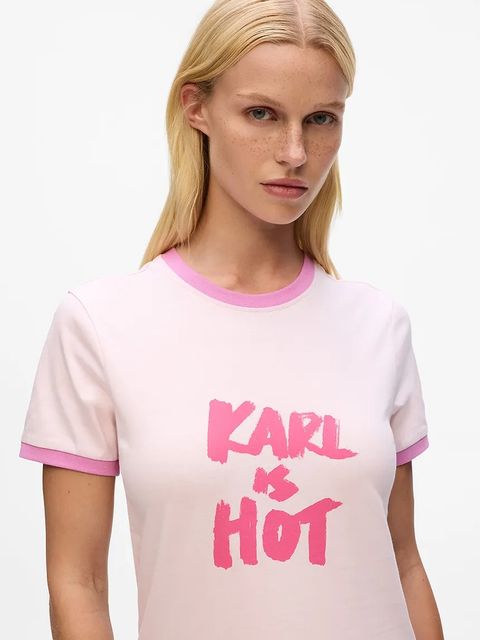 Karl Lagerfeld t-shirt bawełniany Karl Lagerfeld x Paris Hilton damski kolor różowy A4W17102