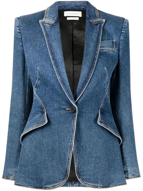 Alexander McQueen One Butt denim blazer - Blue - zdjęcie produktu nr 1