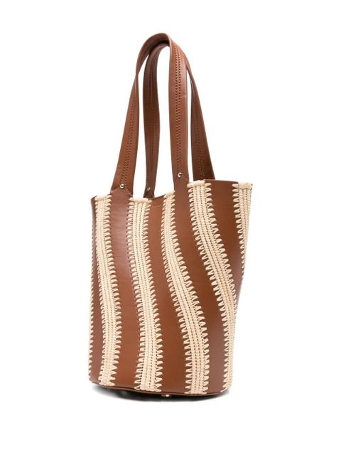 Simkhai Talia raffia-leather bucket bag - Brown