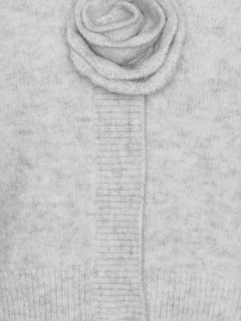 ROTATE BIRGER CHRISTENSEN puff-sleeve rose-embellished cardigan - Grey