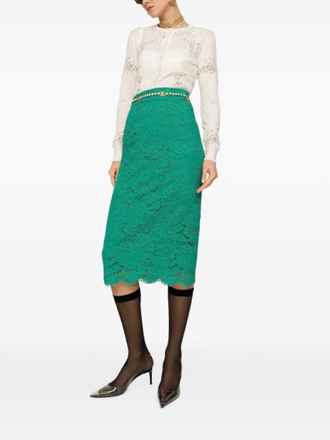 Dolce & Gabbana lace-inserts buttoned cardigan - White