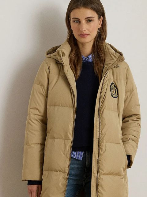 Lauren Ralph Lauren płaszcz kolor beżowy 297P04126