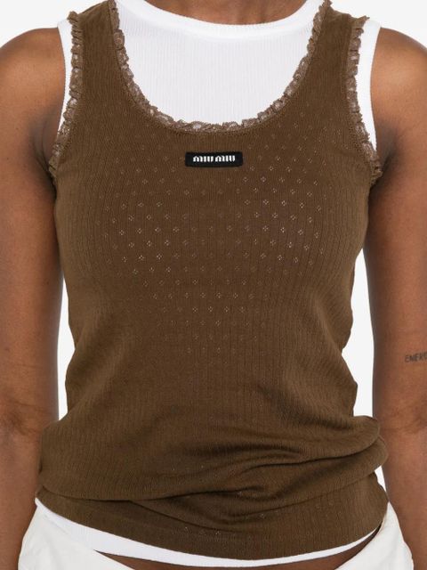 Miu Miu lace-trim tank top - Brown