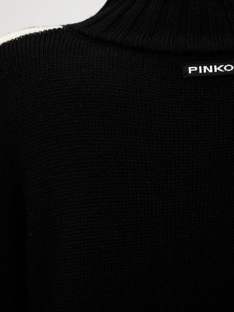 Pinko sweter wełniany damski kolor czarny lekki z golfem 105396 A2PL