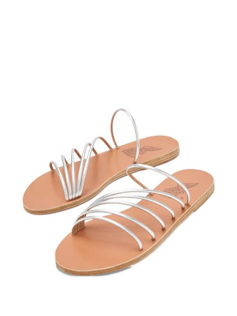 Ancient Greek Sandals Adriani metallic leather five-strap flat sandals - Silver