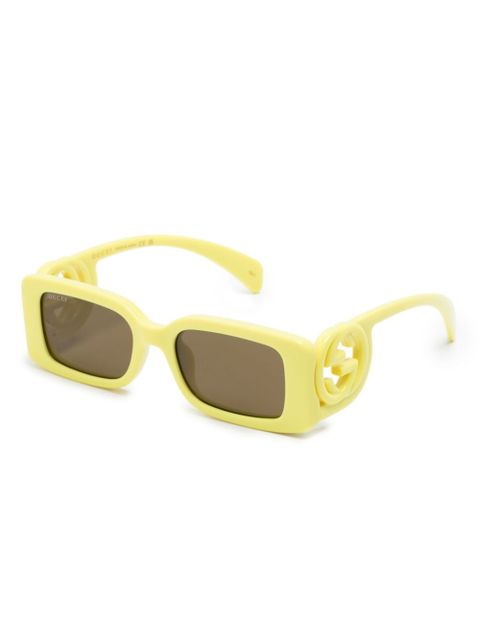Gucci Eyewear Interlocking G rectangle-frame sunglasses - Yellow