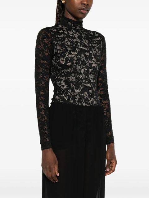 ZIMMERMANN floral-lace high-neck bodysuit - Black