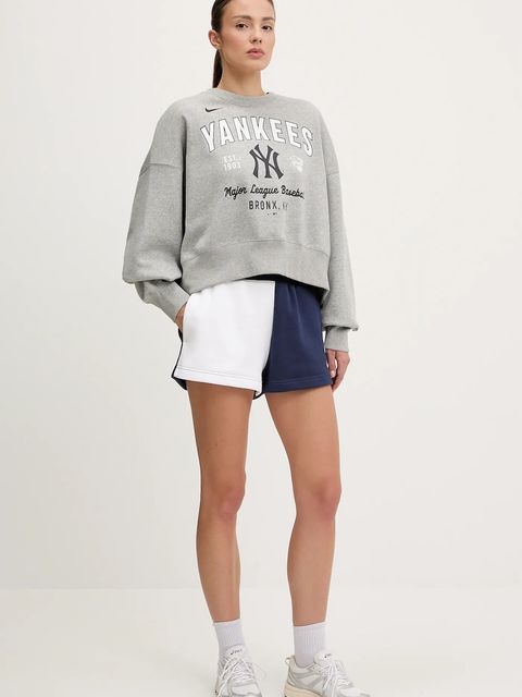 Nike szorty New York Yankees damskie kolor granatowy wzorzyste high waist 034B-012N-NK-3XJ