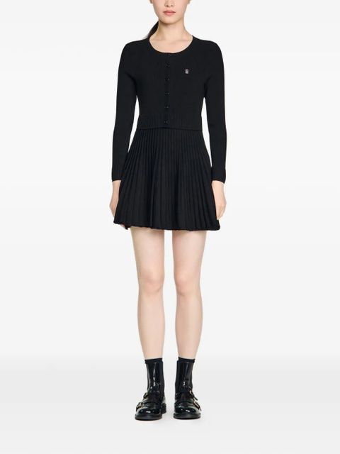 SANDRO pleated knitted mini dress - Black - zdjęcie produktu nr 2