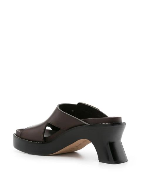LOEWE 70mm buckled leather mules - Brown
