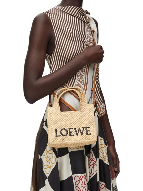 LOEWE Mini LOEWE Font Tote in raffia - Neutrals - zdjęcie produktu nr 2
