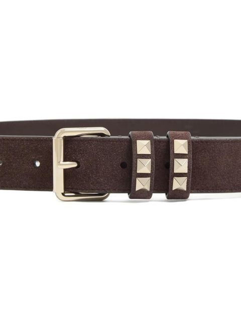 Valentino Garavani Rockstud suede belt 30 mm - Brown