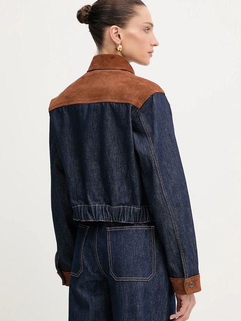 Liu Jo kurtka jeansowa kolor granatowy przejściowa oversize UF5084.DS073