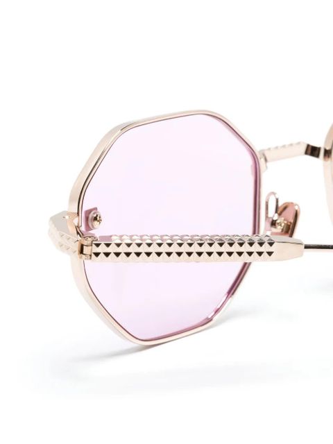 VALENTINO GARAVANI EYEWEAR Rockstud geometric-frame sunglasses - Gold