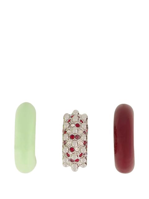 Rabanne crystal-embellished studded earcuffs (set of three) - Silver - zdjęcie produktu nr 2