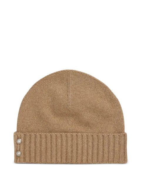 Lauren Ralph Lauren ribbed button beanie hat - Brown - zdjęcie produktu nr 1
