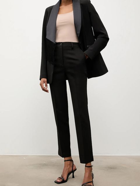 Answear.LAB spodnie damskie kolor czarny dopasowane high waist - zdjęcie produktu nr 1