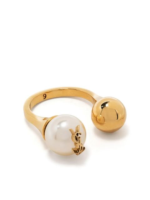 Saint Laurent Cassandre pearl ball ring - Gold - zdjęcie produktu nr 1
