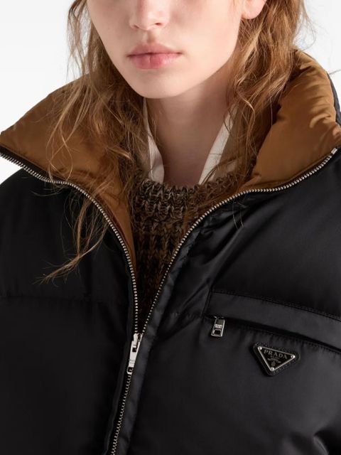 Prada triangle-logo down coat - Black