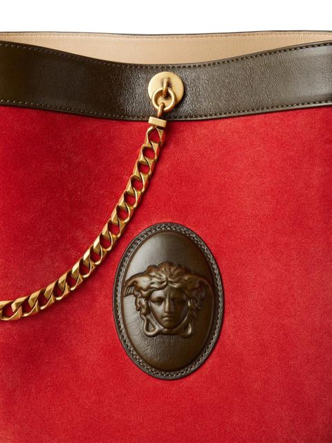 Versace Pivot small suede bucket bag - Red