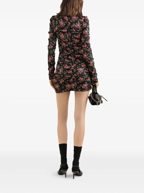 Dolce & Gabbana ruched floral mini dress - Black