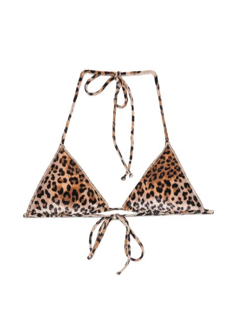 MC2 Saint Barth Leah leopard-pattern triangle bikini top - Brown - zdjęcie produktu nr 1