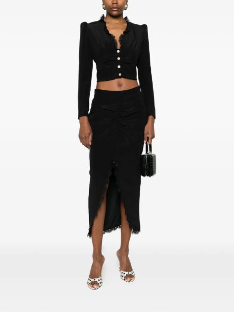 Alessandra Rich lace-trim buttoned blouse - Black - zdjęcie produktu nr 2