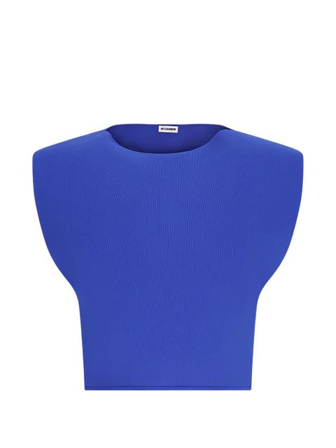 Jil Sander padded-shoulder cropped top - Blue - zdjęcie produktu nr 1