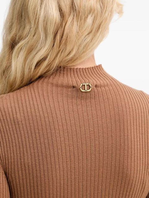 TWINSET logo-plaque ribbed sweater - Brown