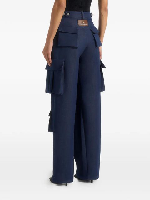 Manière De Voir Emilie high-waisted blue cargo pants